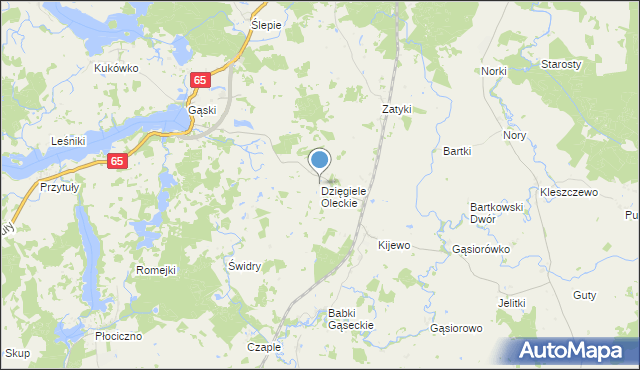 mapa Dzięgiele Oleckie, Dzięgiele Oleckie na mapie Targeo